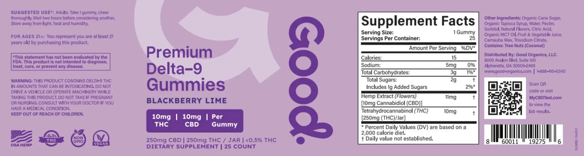 OG Blackberry Lime Formula (10mg THC) - Good OrganicsSpecialty Supplements