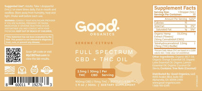 Serene Citrus CBD THC Tincture 900mg - Good OrganicsSpecialty Supplements