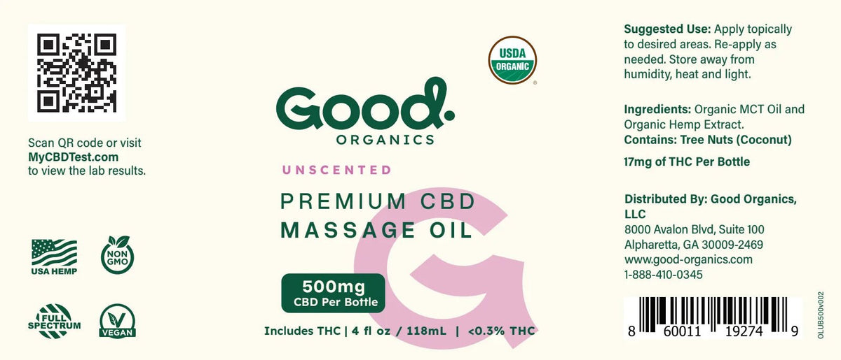 USDA Organic CBD Massage Oil with THC 500mg - Good OrganicsIntimacy Oil