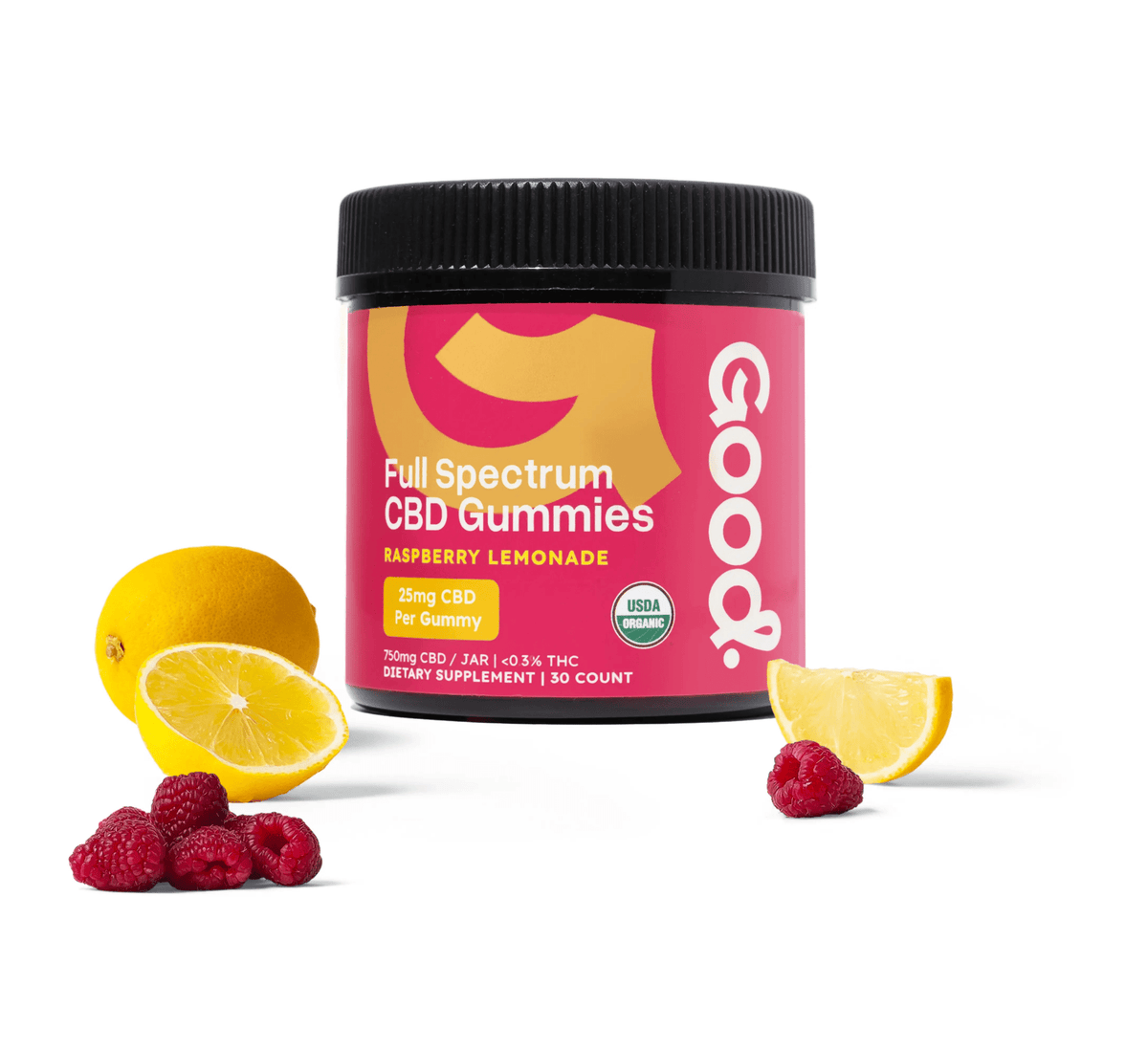 USDA Organic Raspberry Lemon Gummies - 25mg - Good Organics
